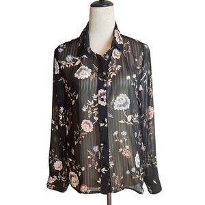 DRESS FORUM black floral blouse L